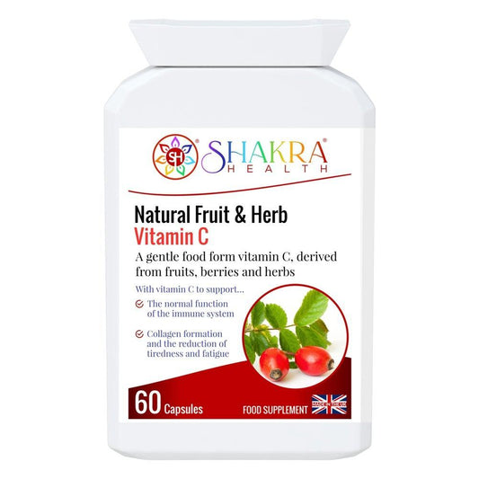 Buy Natural Fruit & Herb Vitamin C | Gentle & Non-Acidic. No Ascorbic Acid - Embrace Whole-Food Power with Natural Fruit & Herb Vitamin C Capsules! The fruit and herb blend provides a rich source of antioxidants that fight free radical damage and support overall health. Packed with antioxidants, vitamins, minerals, bioflavonoids, pectins, essential oils, lycopene, carotenoids & more! at Sacred Remedy Online