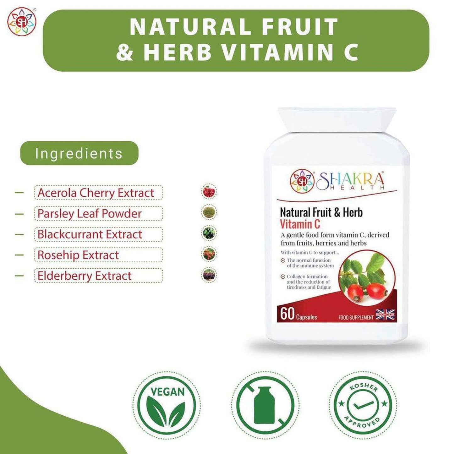 Natural Fruit & Herb Vitamin C | Gentle & Non-Acidic. No Ascorbic Acid - Embrace Whole-Food Power with Natural Fruit & Herb Vitamin C Capsules! The fruit and herb blend provides a rich source of antioxidants that fight free radical damage and support overall health. Packed with antioxidants, vitamins, minerals, bioflavonoids, pectins, essential oils, lycopene, carotenoids & more! Buy Now at Sacred Remedy