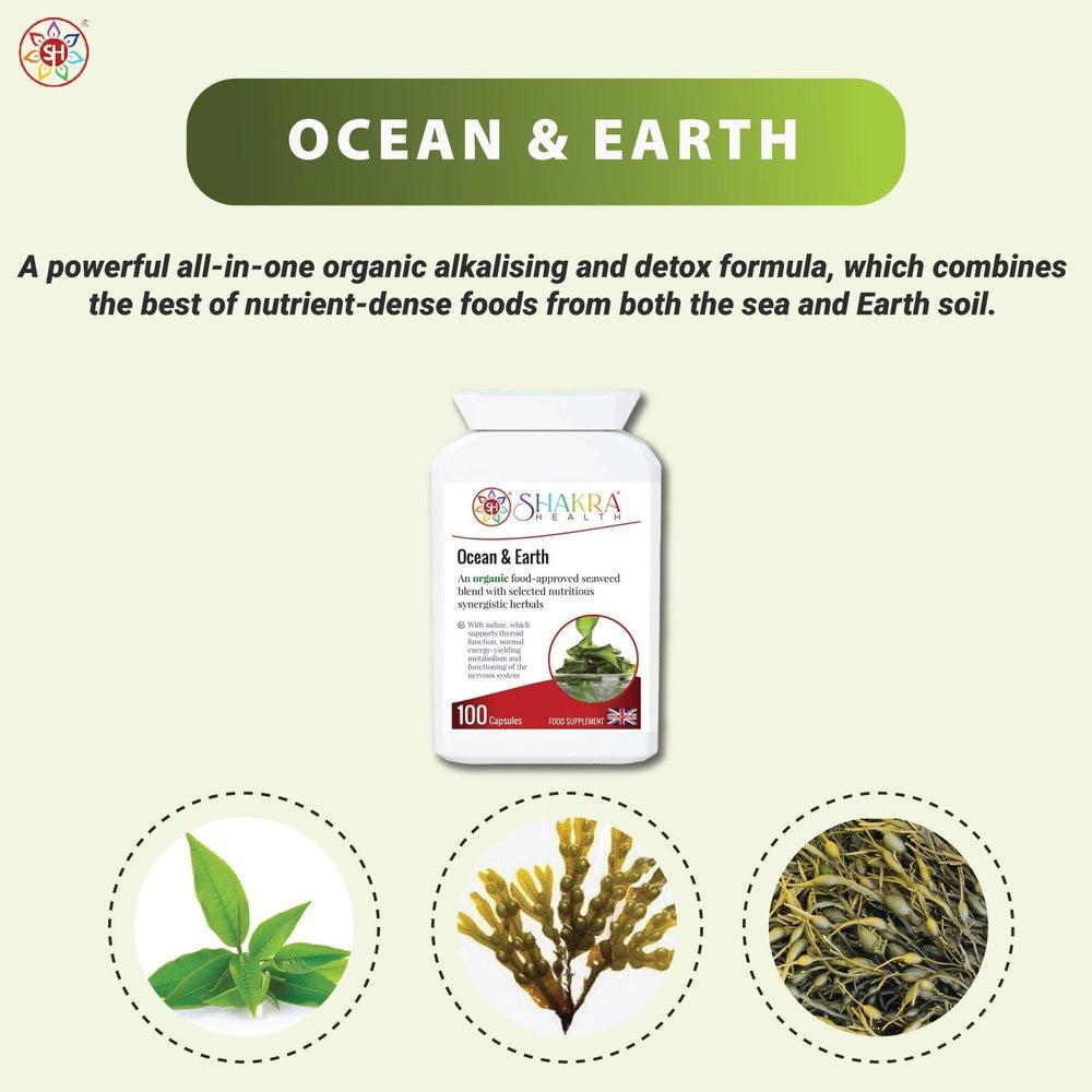 Buy Ocean & Earth | Organic, Alkalising, Detox. Heavy Metal Cleaning of the System. - Unleash the Power of Ocean & Earth in Every Capsule! Ocean & Earth is a powerful all-in-one alkalising, cleansing, detoxification and daily nourishment formula, which combines the best of nutrient-dense foods from both the sea and Earth’s soil. at Sacred Remedy Online