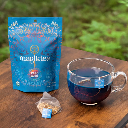 Organic Palo Azul Fluorescent Blue Tea | Kidneywood & Detox - 100% Organic Palo Azul tea bags. Fluorescent blue glow, 8x more antioxidants than green tea. Supports kidney health, detox & alkaline balance. Buy Now at Sacred Remedy