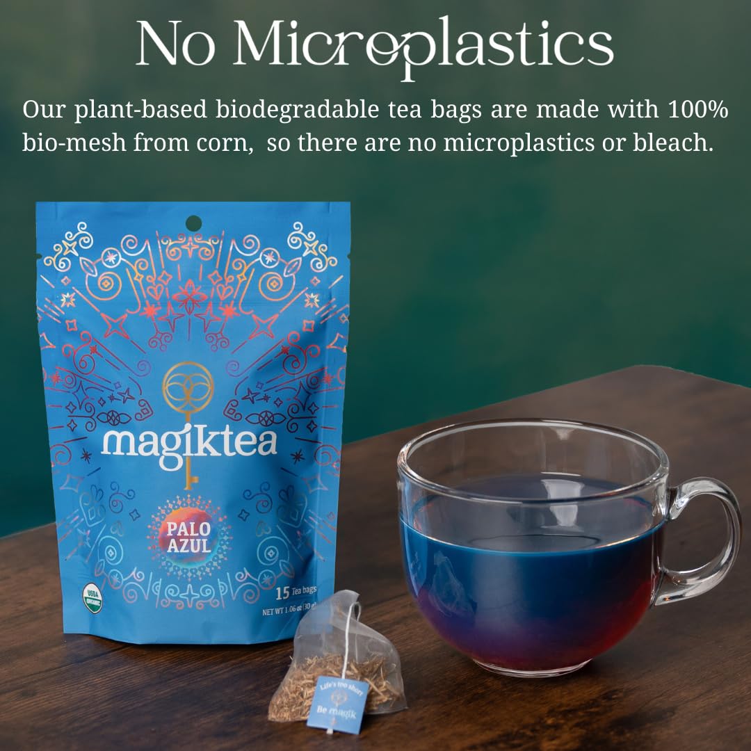 Organic Palo Azul Fluorescent Blue Tea | Kidneywood & Detox - 100% Organic Palo Azul tea bags. Fluorescent blue glow, 8x more antioxidants than green tea. Supports kidney health, detox & alkaline balance. Buy Now at Sacred Remedy