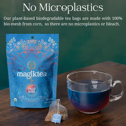 Organic Palo Azul Fluorescent Blue Tea | Kidneywood & Detox - 100% Organic Palo Azul tea bags. Fluorescent blue glow, 8x more antioxidants than green tea. Supports kidney health, detox & alkaline balance. Buy Now at Sacred Remedy