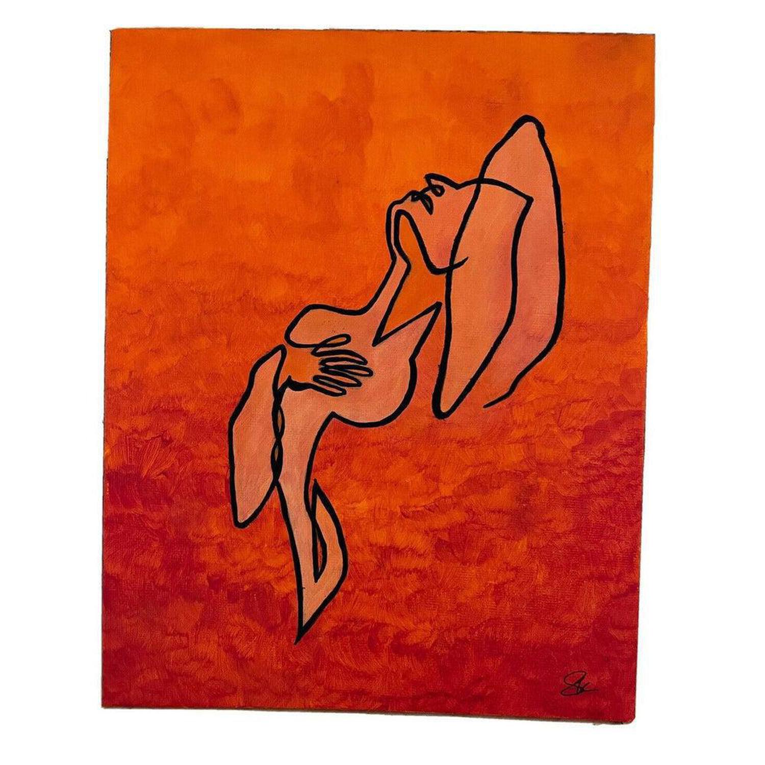 Original "Passion" Contemporary Abstract Canvas Art (10x8") - Original signed "Passion" Acrylic art (10x8"). Unique abstract painting in bold red/orange for vibrant home decor and feminine energy. Buy Now at Sacred Remedy