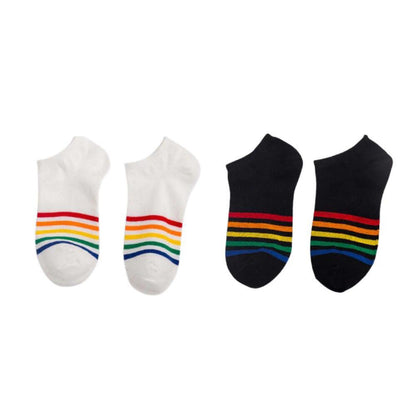 Pride Stripe Cotton Ankle Socks | LGBTQ+ Support & Comfort - Vibrant Pride Stripe Cotton Ankle Socks (97% Cotton). Comfortable, breathable, and supportive fit (EU 35-44). Perfect for celebrating LGBTQ+ pride. Buy Now at Sacred Remedy