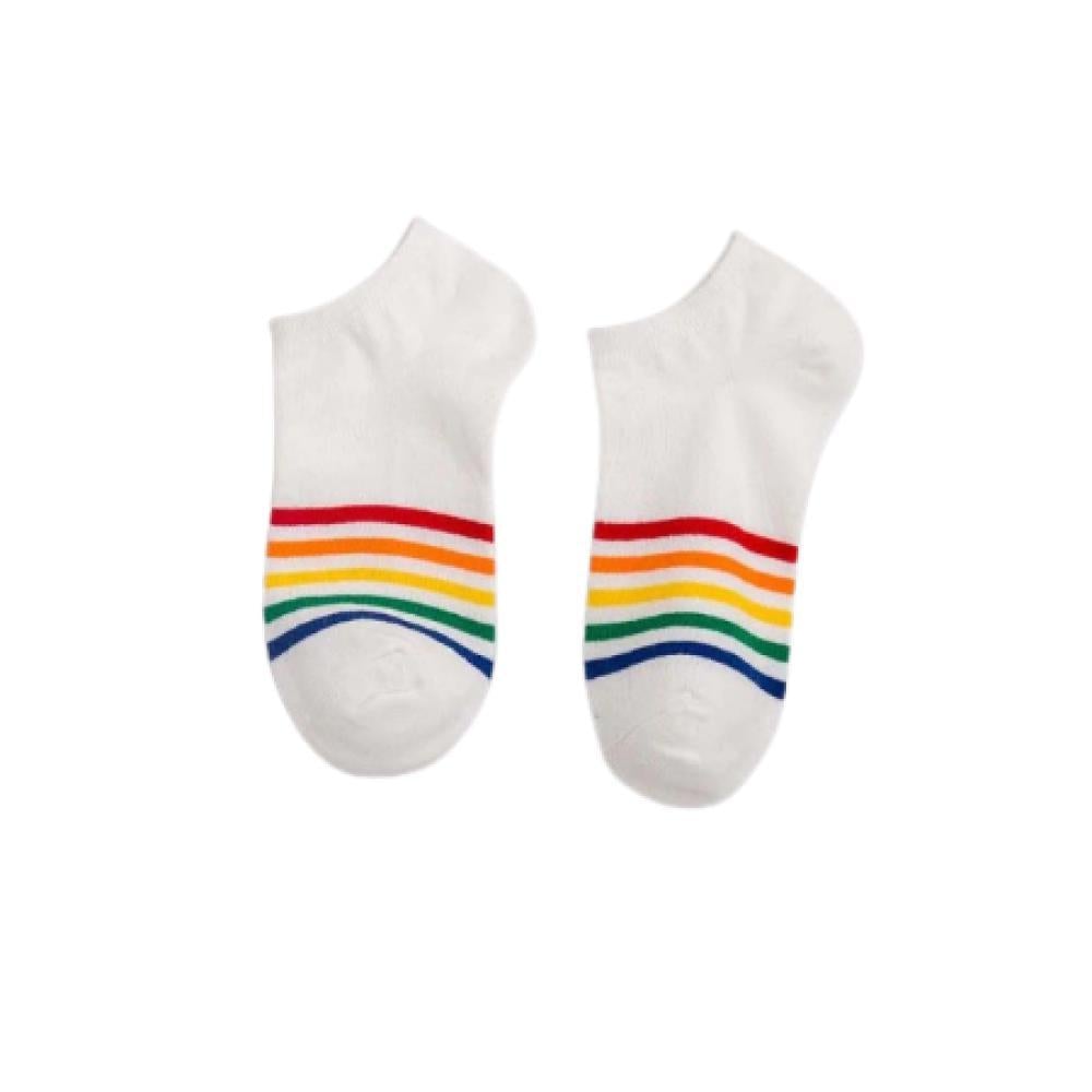 Buy Pride Stripe Cotton Ankle Socks | Subtle LGBT Visibility - Step into Pride with these comfortable and colorful Pride Stripe Cotton Ankle Socks! These socks are the perfect way to show your support for the LGBTQ+ community in a fun and fashionable way. at Sacred Remedy Online