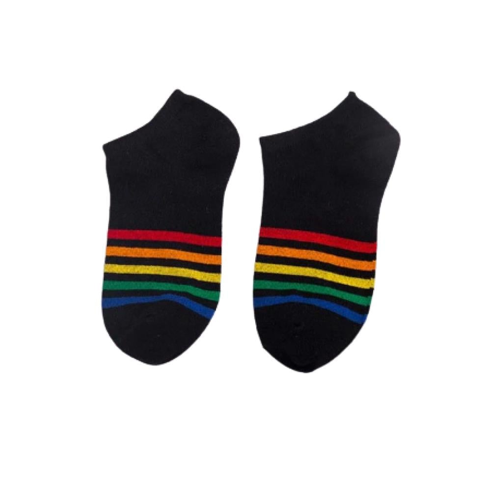 Buy Pride Stripe Cotton Ankle Socks | Subtle LGBT Visibility - Step into Pride with these comfortable and colorful Pride Stripe Cotton Ankle Socks! These socks are the perfect way to show your support for the LGBTQ+ community in a fun and fashionable way. at Sacred Remedy Online