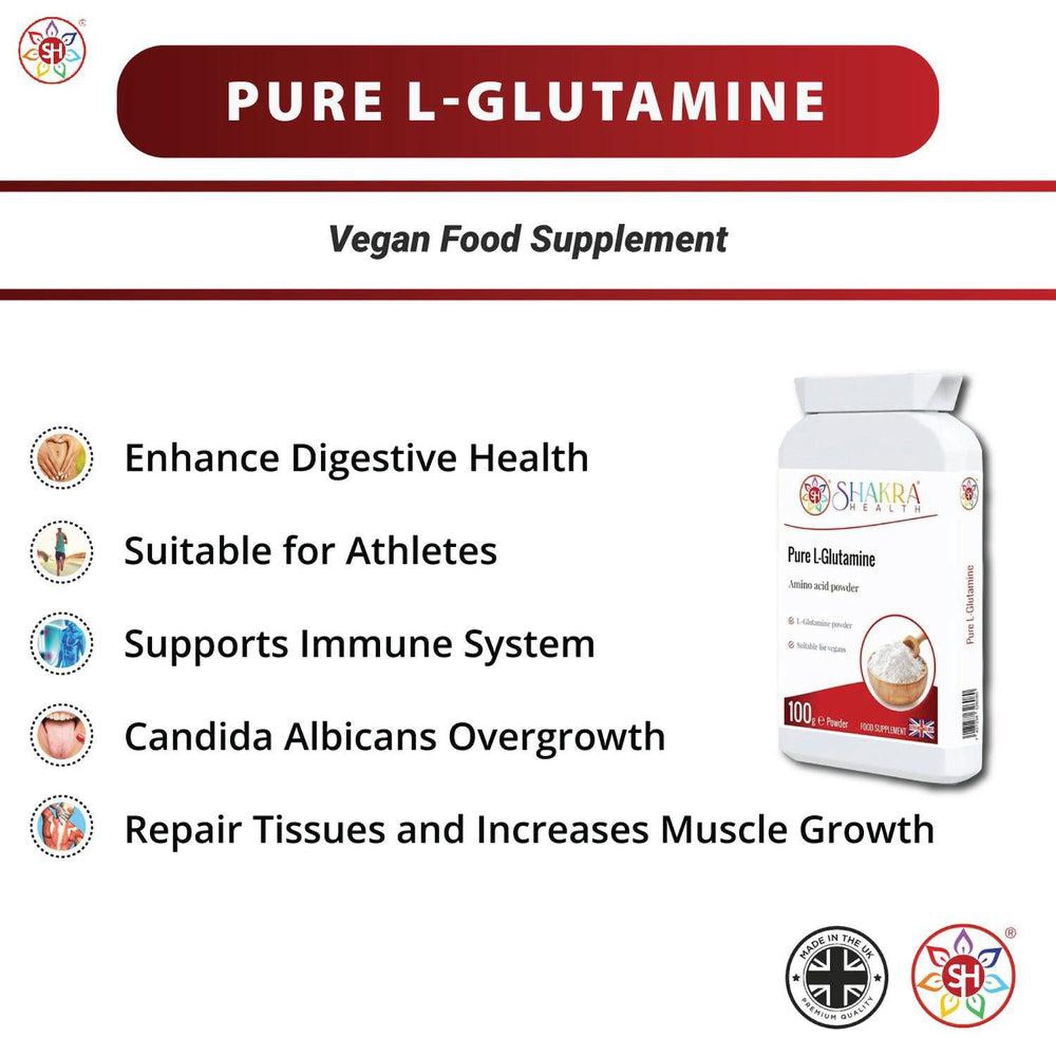 Pure L-Glutamine Powder for Muscle Recovery, Uric Acid - Boost muscle recovery, support immune health, and strengthen your gut lining with Pure L-Glutamine amino acid powder. A potent wellness essential! Buy Now at Sacred Remedy