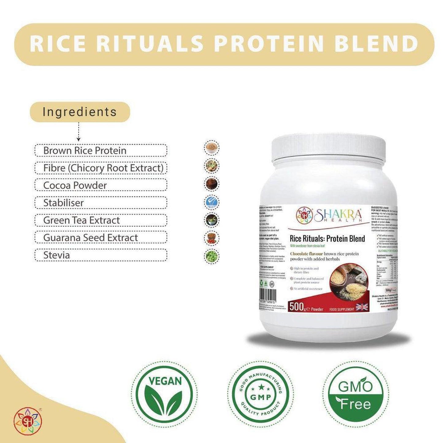 Rice Rituals: Chocolate Flavour Rice Protein Blend with Green Tea - Fuel your active lifestyle with Rice Rituals: Protein Blend, a delicious and convenient way to boost your daily protein intake. This plant-based protein powder is packed with benefits for athletes, fitness enthusiasts, and anyone seeking a healthy dietary upgrade. Buy Now at Sacred Remedy