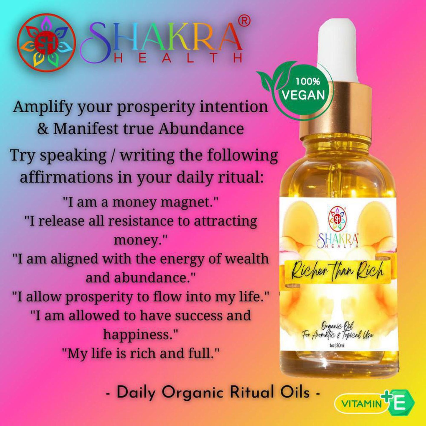 Richer Than Rich Ritual Oil | Vegan, Organic Wealth Manifestation - Harness the power of intention and nature's bounty with Richer Than Rich Ritual Oil! This vegan and organic oil blend is specially formulated to support your wealth manifestation journey. Buy Now at Sacred Remedy