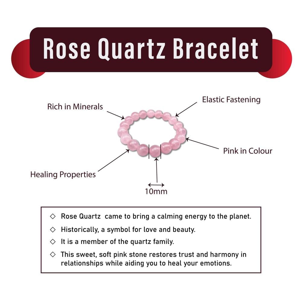 Buy Natural Stone Rose Quartz Bracelet for Love - Indulge in the beauty and energy of love with a Rose Quartz Bracelet! Known as the "Stone of Love," rose quartz is a powerful crystal believed to promote emotional well-being and attract positive relationships. at Sacred Remedy Online