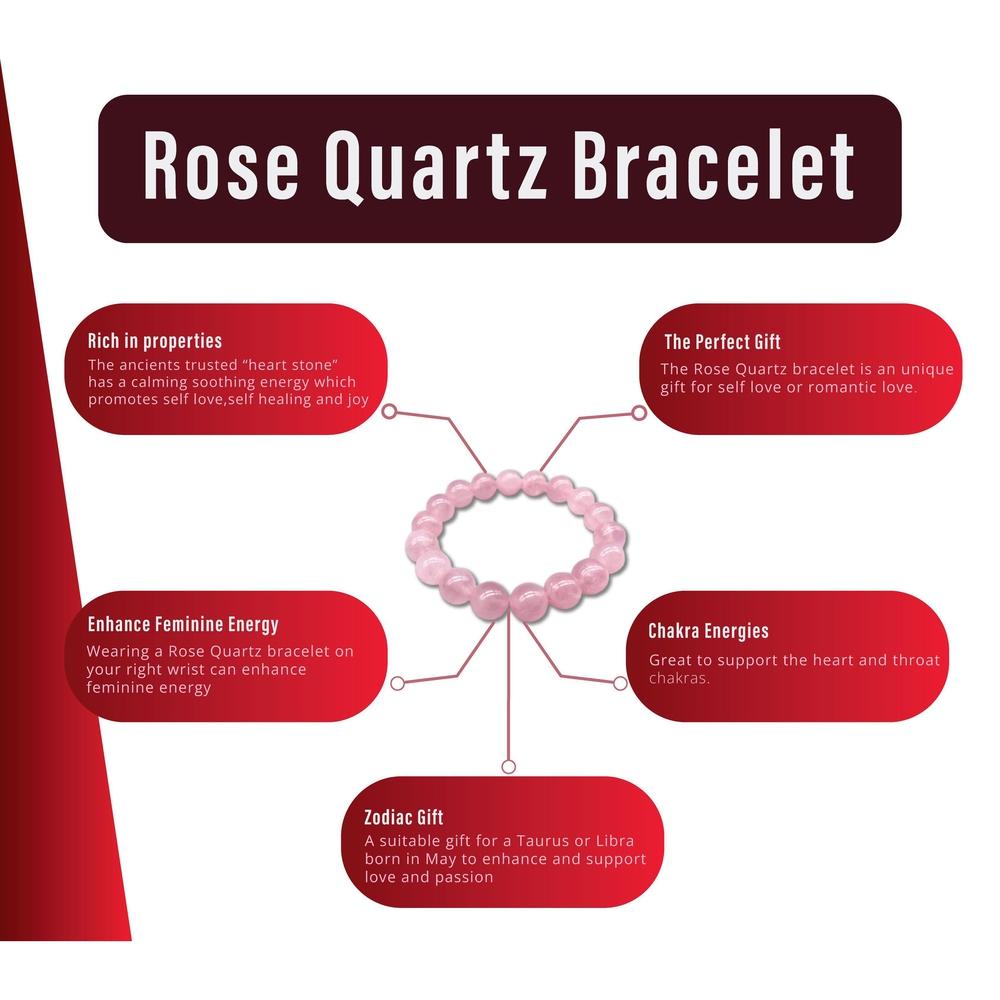 Buy Natural Stone Rose Quartz Bracelet for Love - Indulge in the beauty and energy of love with a Rose Quartz Bracelet! Known as the "Stone of Love," rose quartz is a powerful crystal believed to promote emotional well-being and attract positive relationships. at Sacred Remedy Online