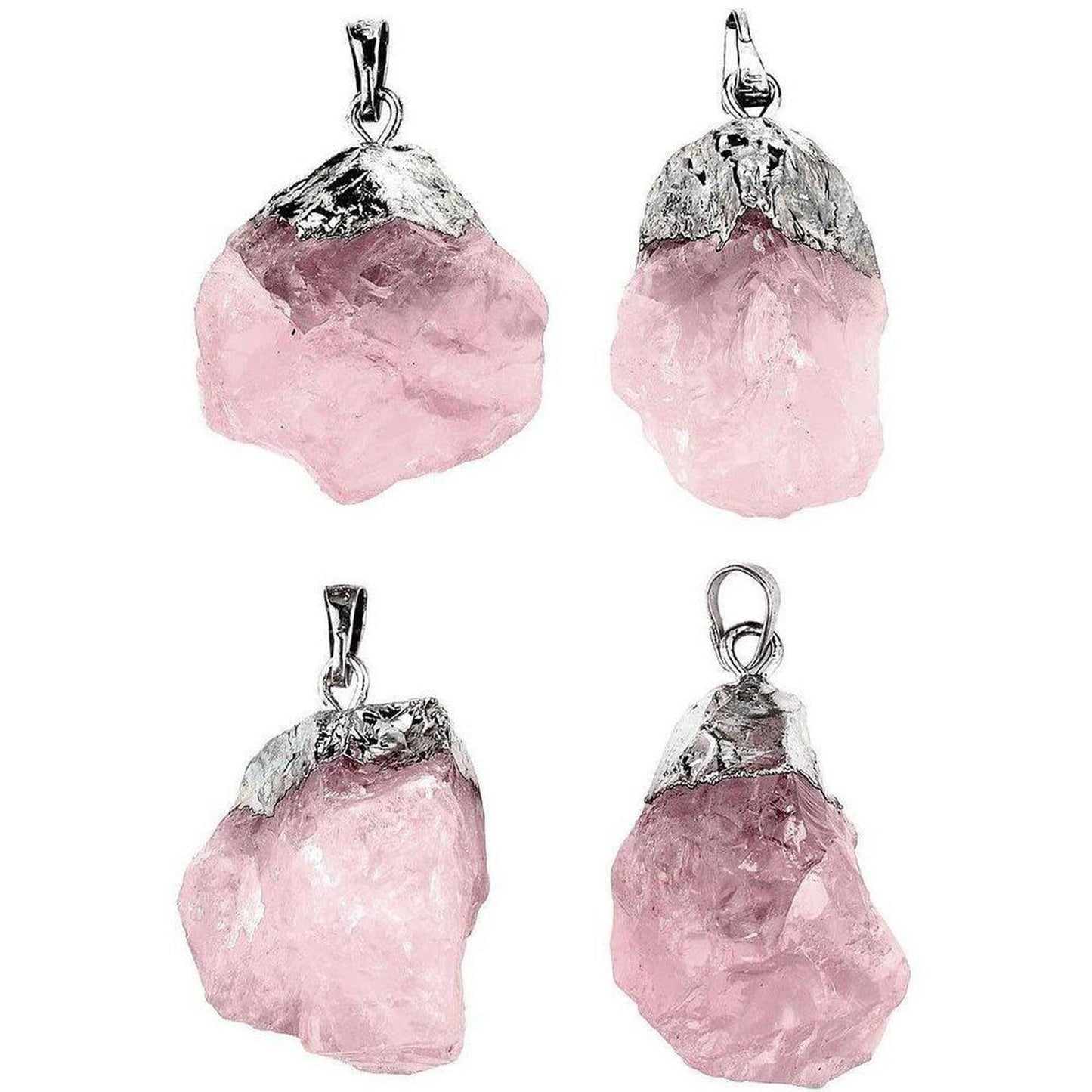 Raw Rose Quartz Necklace Silver Plated Healing Stone - Embrace the power and beauty of nature with this one-of-a-kind Irregular Natural Raw Rose Quartz Healing Gemstone Necklace! Each pendant features a unique, unpolished rose quartz stone, radiating a soft pink hue and believed to hold a wealth of benefits. Buy Now at Sacred Remedy