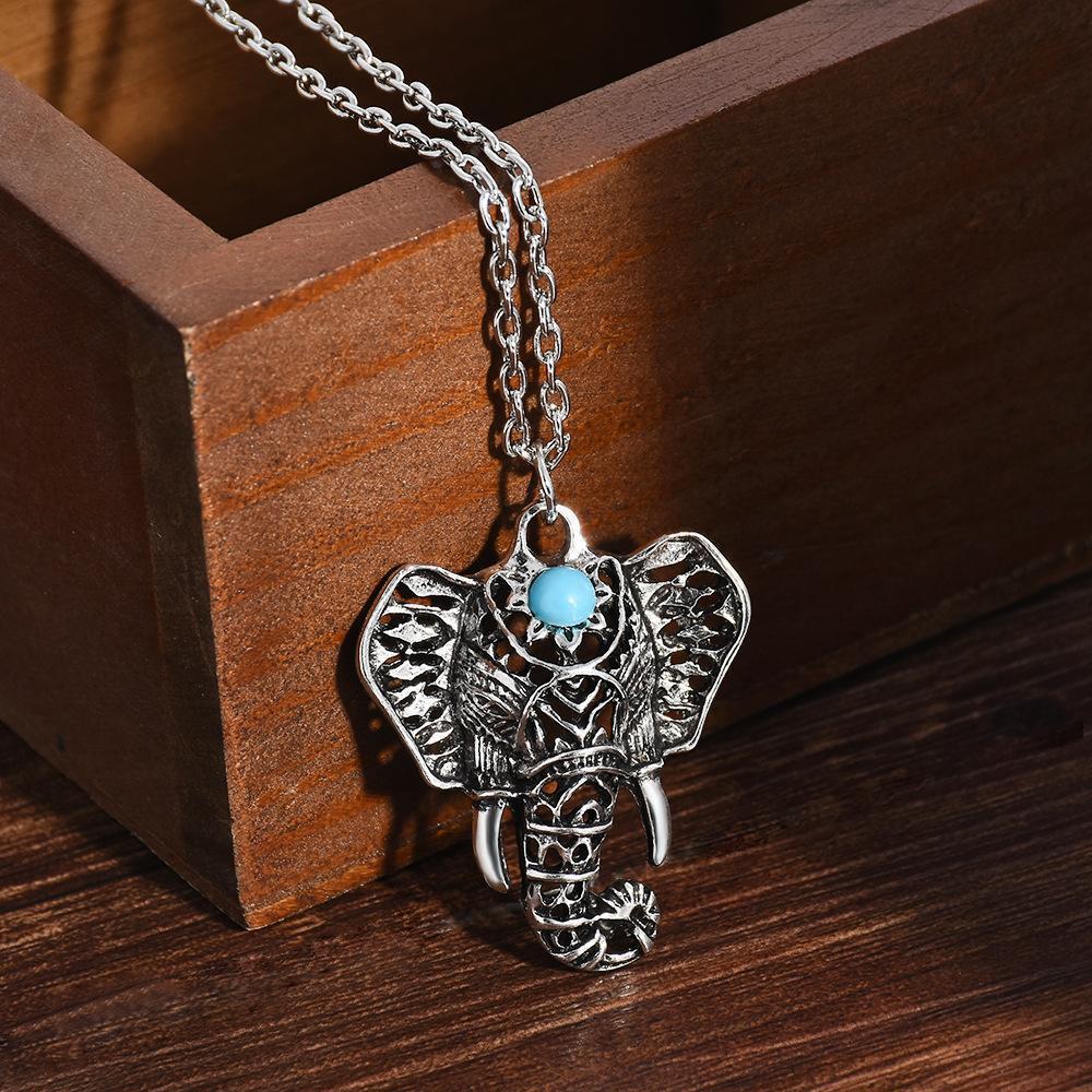 Buy Blue Stone Elephant Necklace Rustic Silver | Jewelery Gifts - Blue Stone Elephant Necklace. Spiritually inspired & infused with Reiki energy for good karma & fortune. For mind, body & spirit with bohemian and hippie influences at Sacred Remedy Online