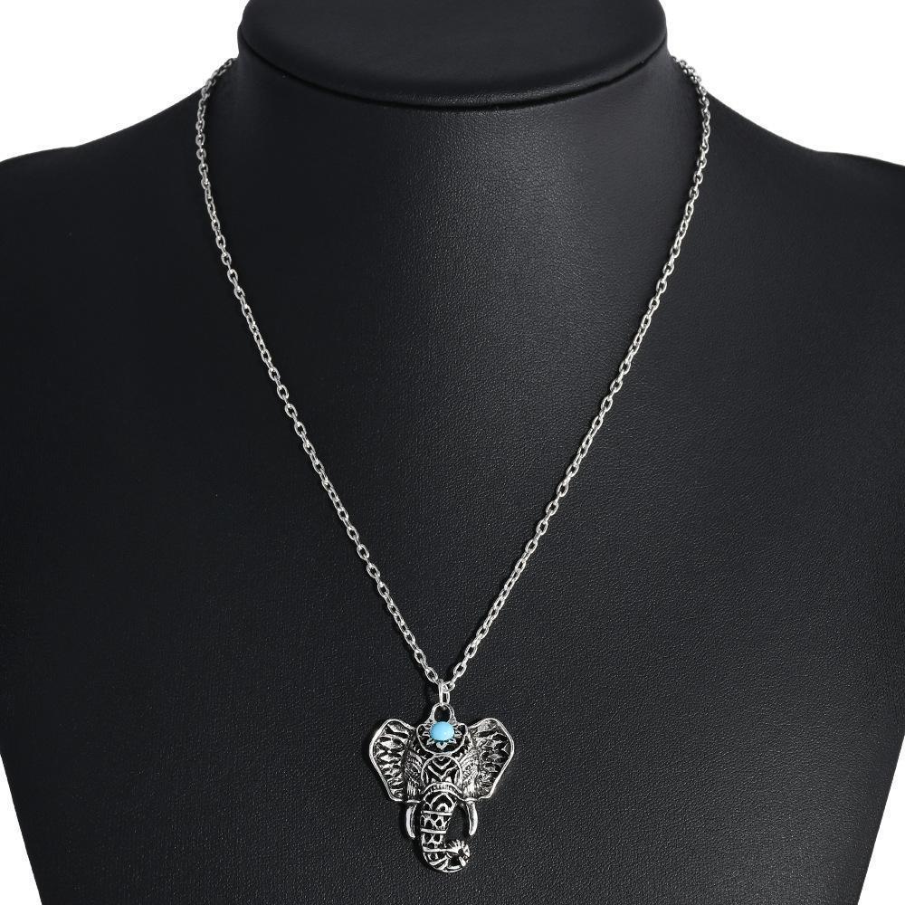 Buy Blue Stone Elephant Necklace Rustic Silver | Jewelery Gifts - Blue Stone Elephant Necklace. Spiritually inspired & infused with Reiki energy for good karma & fortune. For mind, body & spirit with bohemian and hippie influences at Sacred Remedy Online