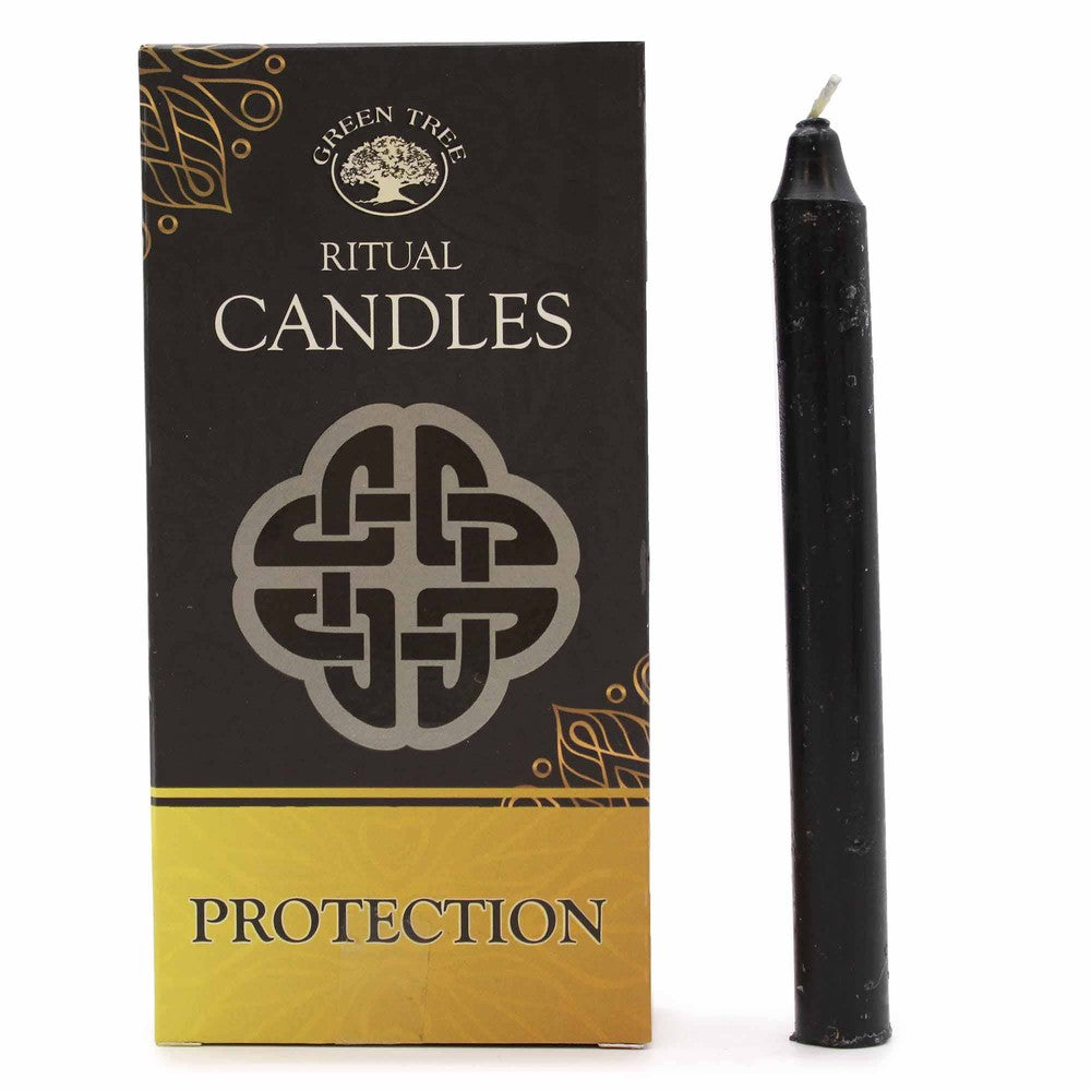 Buy Black Protection [Spell Candles] Pack of 10 for Meditation - Pack of 10 black spell candles for use with rituals to attract protection. Often used in rituals and ceremonies related to protection against negative energies. Discover inner peace with Black Magic Protection Candles. Our handcrafted candles are designed to enhance meditation and create a serene atmosphere. at Sacred Remedy Online