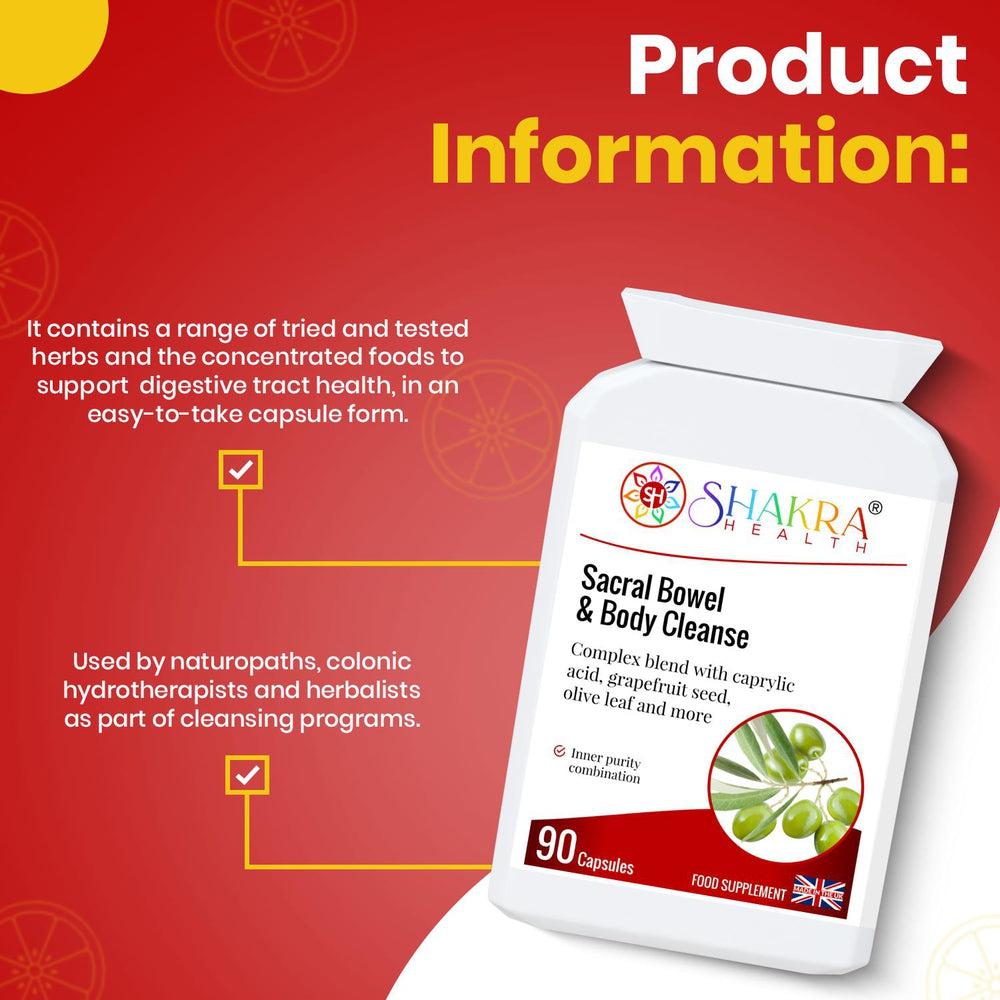 Buy Sacral Bowel & Body Cleanse | Gastrointestinal Cleanse & Protect - A broad-spectrum gastrointestinal cleanse & detoxification formula, to support a balanced lower digestive tract & protect against internal parasites, worms & other harmful micro-organisms. It contains a range of tried & tested herbs and concentrated foods to support digestive tract health, in easy-to-take capsule form. at Sacred Remedy Online