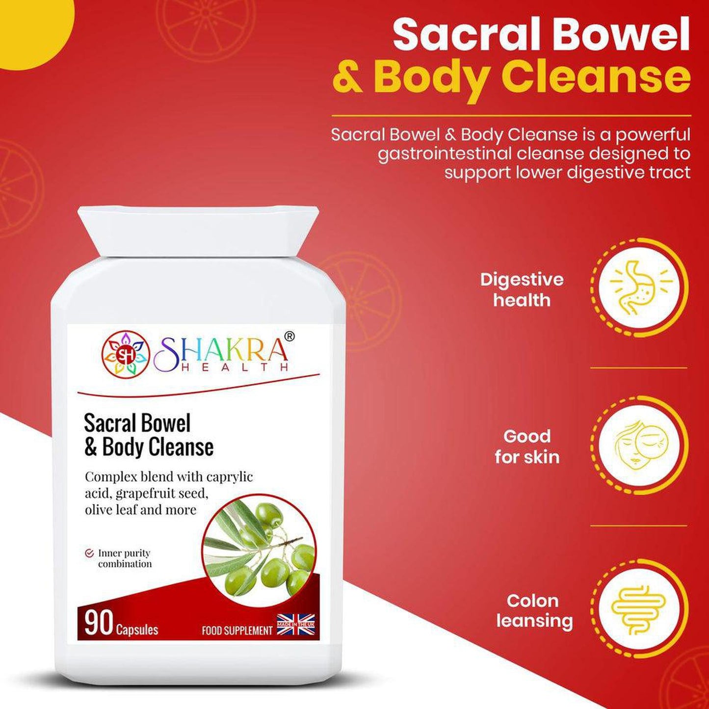 Sacral Bowel & Body Cleanse | Gastrointestinal Cleanse & Protect - A broad-spectrum gastrointestinal cleanse & detoxification formula, to support a balanced lower digestive tract & protect against internal parasites, worms & other harmful micro-organisms. It contains a range of tried & tested herbs and concentrated foods to support digestive tract health, in easy-to-take capsule form. Buy Now at Sacred Remedy