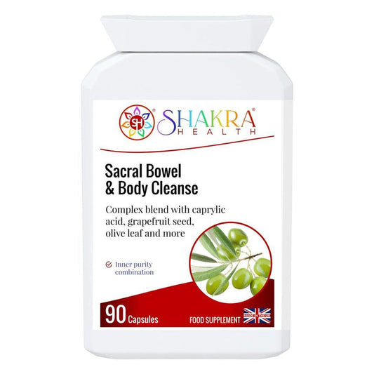 Sacral Bowel & Body Cleanse | Gastrointestinal Cleanse & Protect - A broad-spectrum gastrointestinal cleanse & detoxification formula, to support a balanced lower digestive tract & protect against internal parasites, worms & other harmful micro-organisms. It contains a range of tried & tested herbs and concentrated foods to support digestive tract health, in easy-to-take capsule form. Buy Now at Sacred Remedy