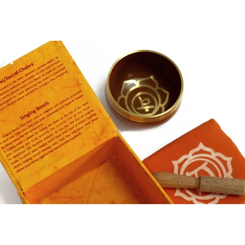 Buy Sacral Chakra Singing Bowl Gift Set for Meditation & Sound Therapy - Frequencies of the sound are different between our Chakra singing bowls. The base tone is unchanged, but the wave sound differs. Singing bowls are really a type of bell, the sides and rim of singing bowls vibrate to produce sound. Slightly tricky to master, but train yourself and you will be enchanted. at Sacred Remedy Online