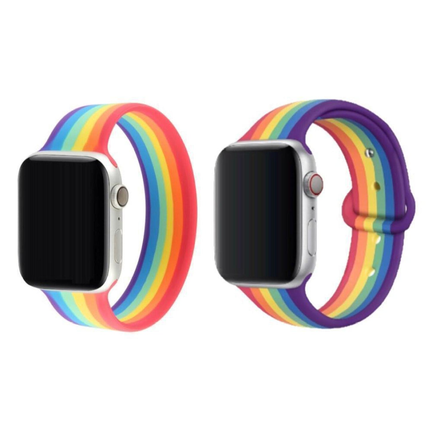 Pride Edition Silicone Band Replacement Strap for Apple Watch - Show your colors with a stylish and comfortable replacement silicone Apple Watch band in the iconic Pride design. This soft, durable strap is perfect for everyday wear and makes a bold statement in support of LGBTQ+ equality. Buy Now at Sacred Remedy