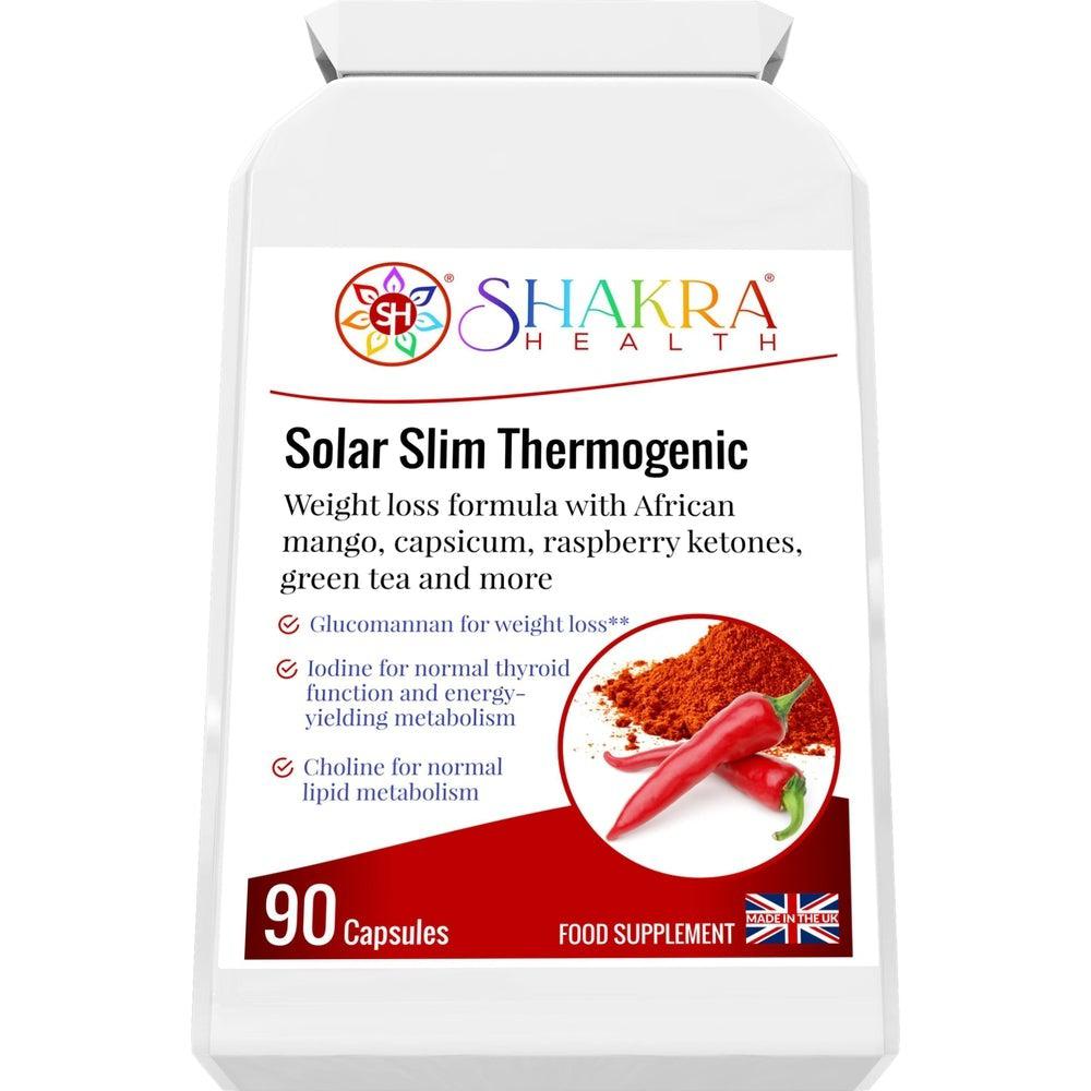 Buy Solar Slim Thermogenic Herbal Fat Metaboliser & Natural Weight Reduction Supplement - Reduce Your Belly Without Torturing Yourself. This thermogenic fat metaboliser & herbal weight management supplement, supports the body's natural fat burning processes, along with the feeling of fullness, energy levels, thyroid function, carbohydrate, lipid & fatty acid metabolism, stable blood sugar levels at Sacred Remedy Online