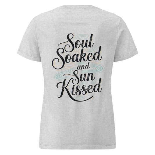 Soul Soaked & Sun Kissed Spiritual Tee | Wellness Shirt - Shop the "Soul Soaked & Sun Kissed" spiritual tee. Semi-fitted, soft cotton shirt with a daily affirmation for self-love, yoga, and holistic wellness seekers. Buy Now at Sacred Remedy