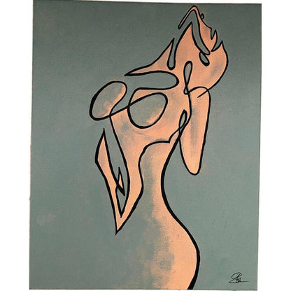 Original "Surrender" Modern Abstract Art Painting (10x8") - Original signed "Surrender" modern line art canvas (10x8") by a London artist. Unique abstract piece for emotional release and chic home decor. Buy Now at Sacred Remedy