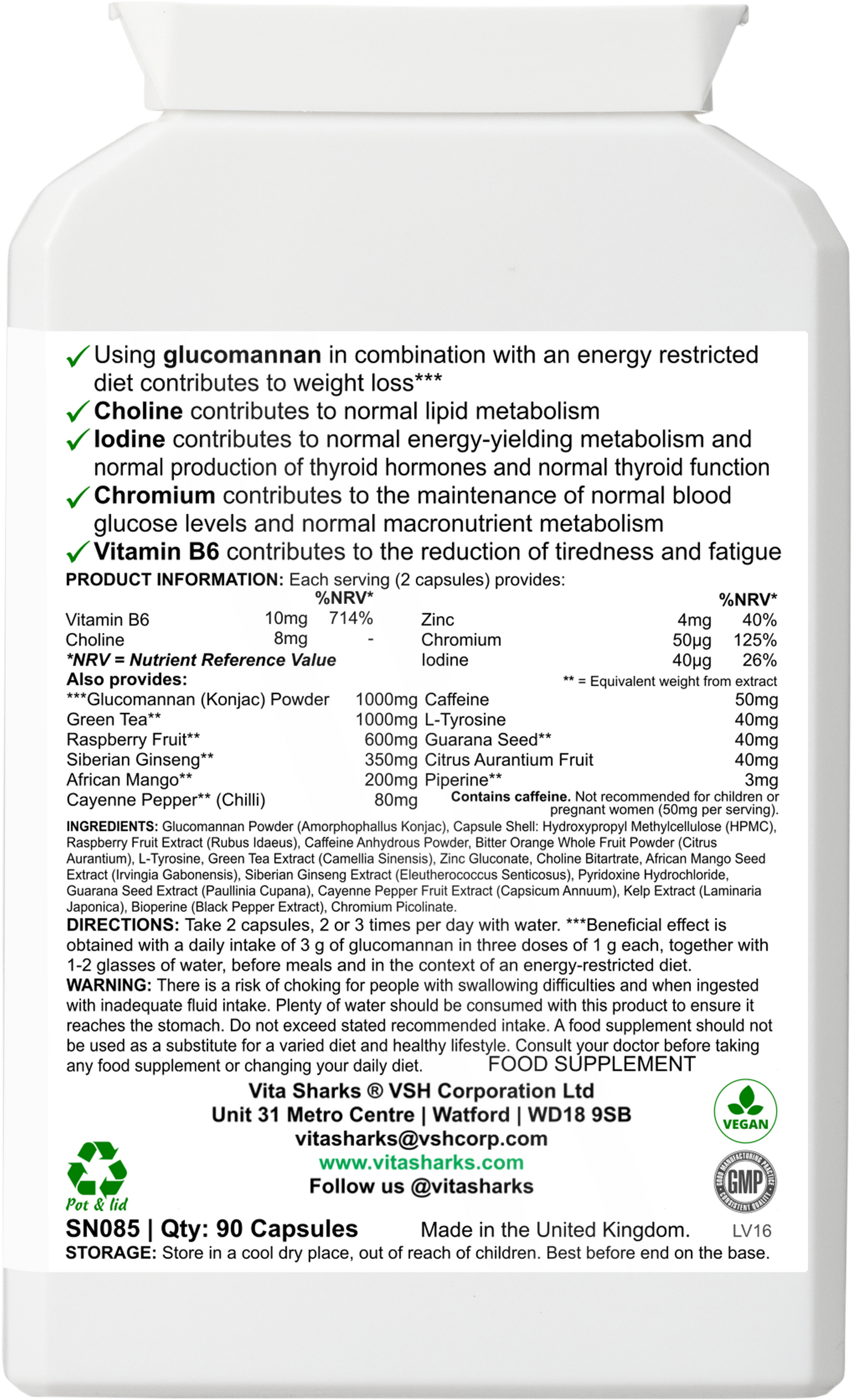 Buy VitaDiet Slim | Thermogenic Metaboliser & Fat Burner to Support Effective Weight Loss - A thermogenic fat metaboliser & herbal weight management health supplement, supporting the body's natural fat burning processes, along with the feeling of fullness, energy levels, thyroid function, carbohydrate, lipid and fatty acid metabolism, stable blood sugar levels & other vital aspects of effective weight loss. at Sacred Remedy Online