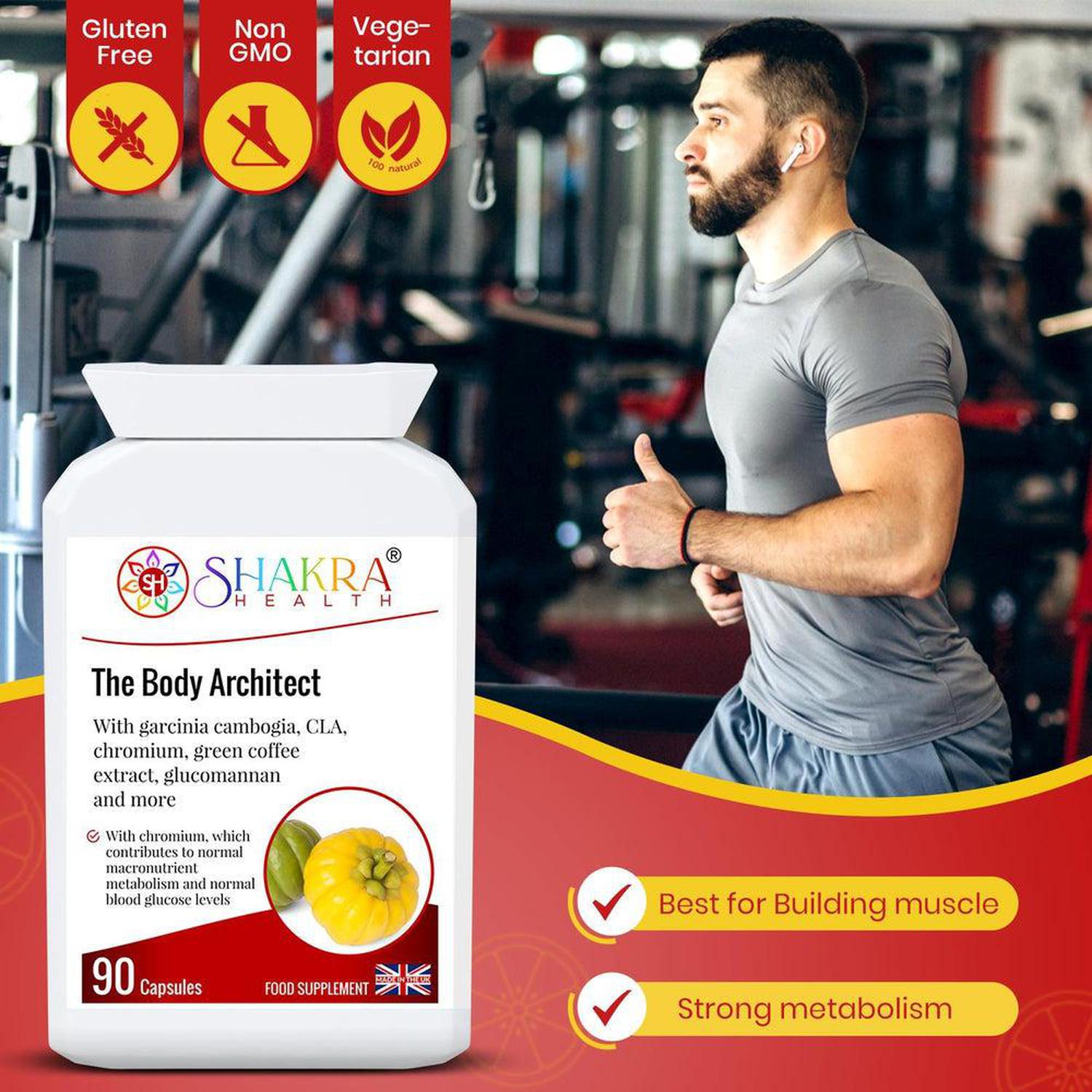 The Body Architect | Use your Metabolism, not a Diet - Natural fat burner & weight loss support with Garcinia Cambogia, Glucomannan, CLA, and Chromium. Boost metabolism, energy, and control appetite naturally. Buy Now at Sacred Remedy
