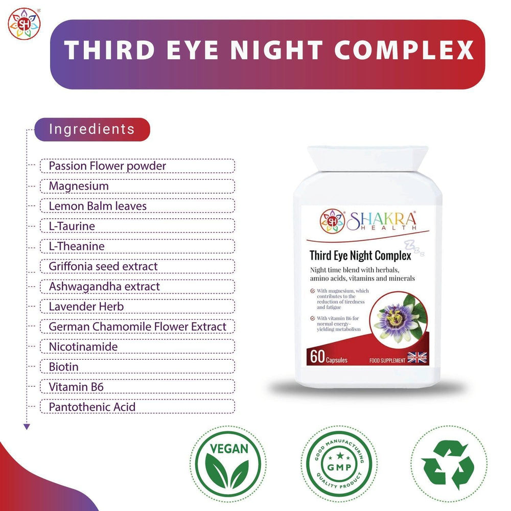 Buy Third Eye Night Complex | Enlightening Sleep Support Supplement with Natural Ingredients - Third Eye Night Complex may help promote relaxation and support a restful sleep experience when used as part of your daily night time routine. at Sacred Remedy Online