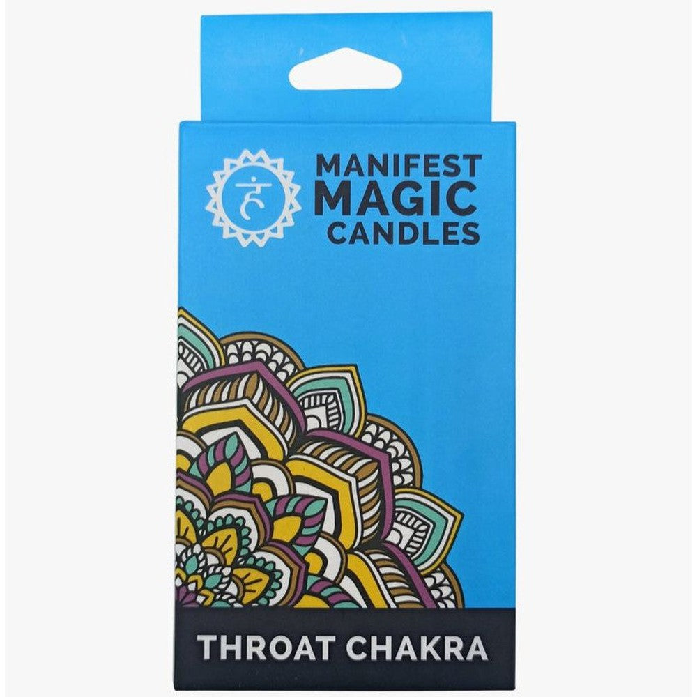 Buy Throat Chakra: Peace. 12 Blue Manifestation Candles for Spells & Meditation - Introducing the Throat Chakra Candle: expertly designed to keep you grounded in the physical world. Its stabilizing energy provides a sense of security. The power of candles in meditative practices is well-known, and both kids and grown-ups can benefit from the calming aura of the flickering flame. at Sacred Remedy Online