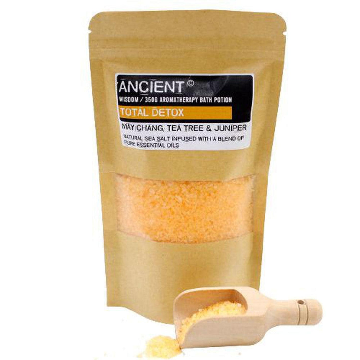 Total Detox: Aromatherapy Bath Salts | Soothing Scents for Luxurious Bath - May Chang is referred to as the oil of tranquillity & has a sweet citrus aroma. Its uplifting properties promote mental & physical well-being. It helps to restore vitality, boosting the mood & increasing energy & helps bring relief to tired, aching muscles. Buy Now at Sacred Remedy