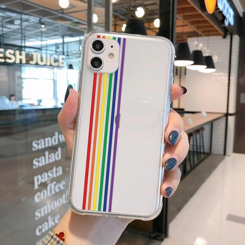 Buy Transparent Phone Case | Pride Rainbow Edition - Stand out from the crowd with this beautiful Case for your iPhone. Unique Gay Pride design to cover and protect your phone from everyday scratches and knocks. Protect your iPhone from daily knocks and scratches, the case fully protects the back and sides without adding bulk. at Sacred Remedy Online