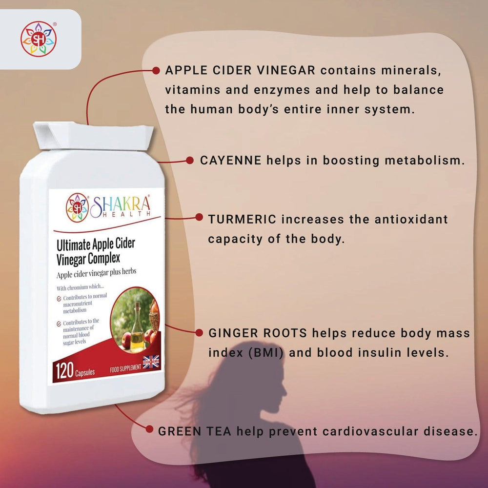 Buy Ultimate Apple Cider Vinegar Complex by Shakra Health Supplements - One of the most powerful and potent health tonics in the world is apple cider vinegar. There is a plethora of apple cider vinegar healing benefits. at Sacred Remedy Online