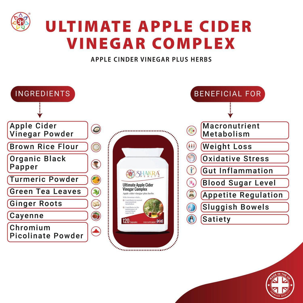 Buy Ultimate Apple Cider Vinegar Complex by Shakra Health Supplements - One of the most powerful and potent health tonics in the world is apple cider vinegar. There is a plethora of apple cider vinegar healing benefits. at Sacred Remedy Online