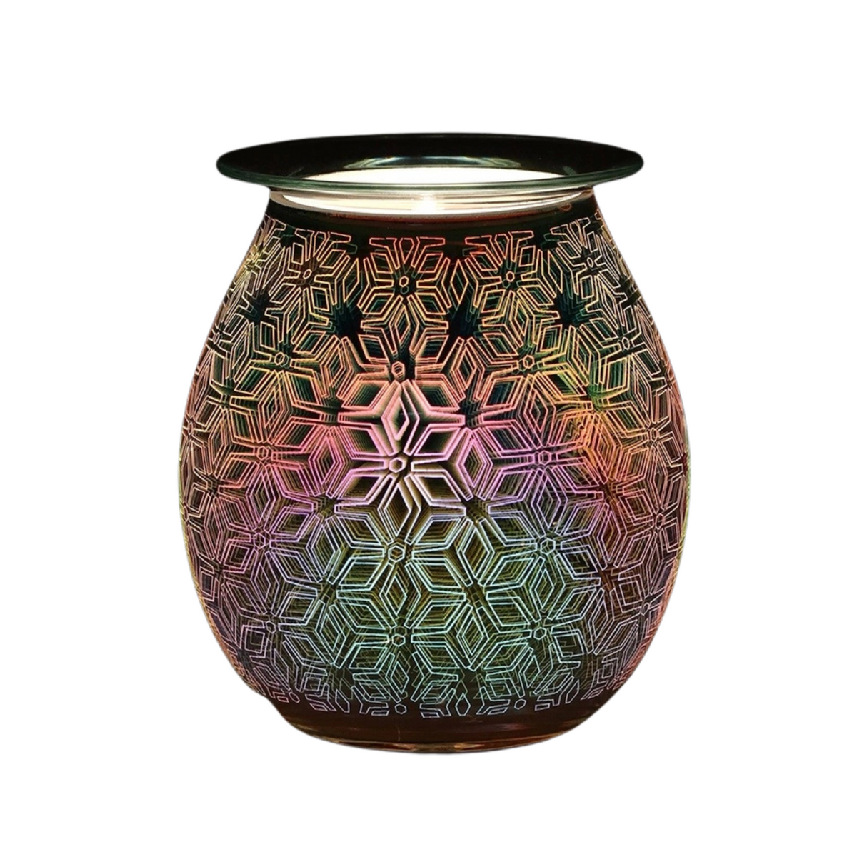 3D Glass Electric Wax Melt Burner - Geometric Aroma Lamp - Elevate your space with our 3D glass electric wax burner. Mesmerising geometric LED glow and flame-free aromatherapy diffusion. Shop now! Buy Now at Sacred Remedy
