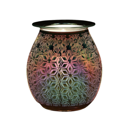 3D Glass Electric Wax Melt Burner - Geometric Aroma Lamp - Elevate your space with our 3D glass electric wax burner. Mesmerising geometric LED glow and flame-free aromatherapy diffusion. Shop now! Buy Now at Sacred Remedy