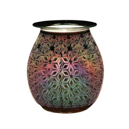 3D Glass Electric Wax Melt Burner - Geometric Aroma Lamp - Elevate your space with our 3D glass electric wax burner. Mesmerising geometric LED glow and flame-free aromatherapy diffusion. Shop now! Buy Now at Sacred Remedy