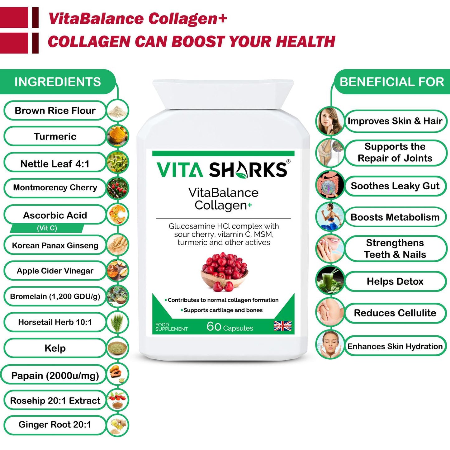 VitaBalance Collagen+ | Bone, Cartilage, Hair, Skin, Nails & Joint Support Supplement - VitaBalance Collagen+ is a health supplement for joint, collagen, bone, cartilage & an all-round flexibility support formula, which contains a special blend of food-based & herbal ingredients. Not many people think about nourishing their skeleton. Find out why you should. Buy Now at Sacred Remedy