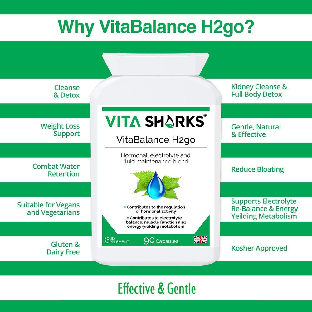 Buy VitaBalance H2go | Fluid Retention, Water Balance & Immune Support Herbal Supplement - A gentle, effective and bioavailable combination of concentrated herbals, vits & other nutrients, designed to support healthy fluid levels in the body & to relieve the symptoms of mild water retention. A natural supplement which facilitates natural weight reduction by eliminating excessive water retention (bodily fluid) in the body. at Sacred Remedy Online