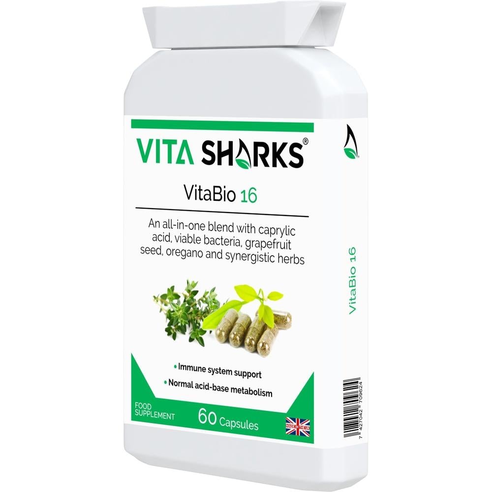 Buy VitaBio 16 | Anti-Candida, Healthy Gut, Yeast Balance & Detox Formula Natural Supplement - Clinical trials have shown that a course of probiotics may also help shorten the length of certain sickness such as diarrhoea, colds and flu; as well as reducing symptoms caused by food intolerances and and an irritable bowel. at Sacred Remedy Online