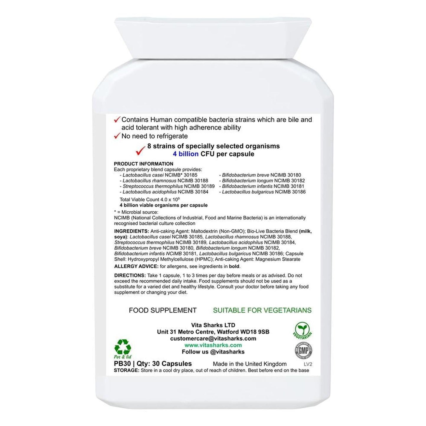 VitaBio Flora | Vegan Multi-Strain Probiotic. High Strength Natural Immune & Gut Support - A high-strength, multi-strain probiotic health supplement with 4 billion friendly bacteria per capsule. Specifically formulated for natural health practitioners who treat digestive and intestinal disorders. Ideal for use following antibiotics, travelling abroad and colonic hydrotherapy treatment. Buy Now at Sacred Remedy