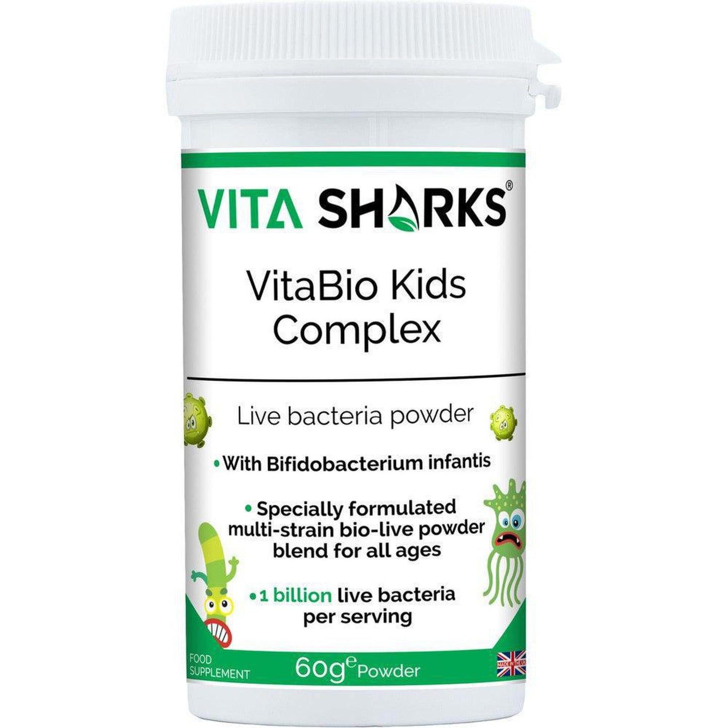 VitaBio Kids Complex | Childrens Probiotic Supplement. Immune & Optimum Health Support - A probiotic health supplement for kids, suitable for babies & children of all ages. Designed to support healthy levels of intestinal flora after a course of antibiotics or following a digestive upset. It can also offer immunity support when returning to playgroups or pre-school and germs and viruses can be prevalent. Buy Now at Sacred Remedy