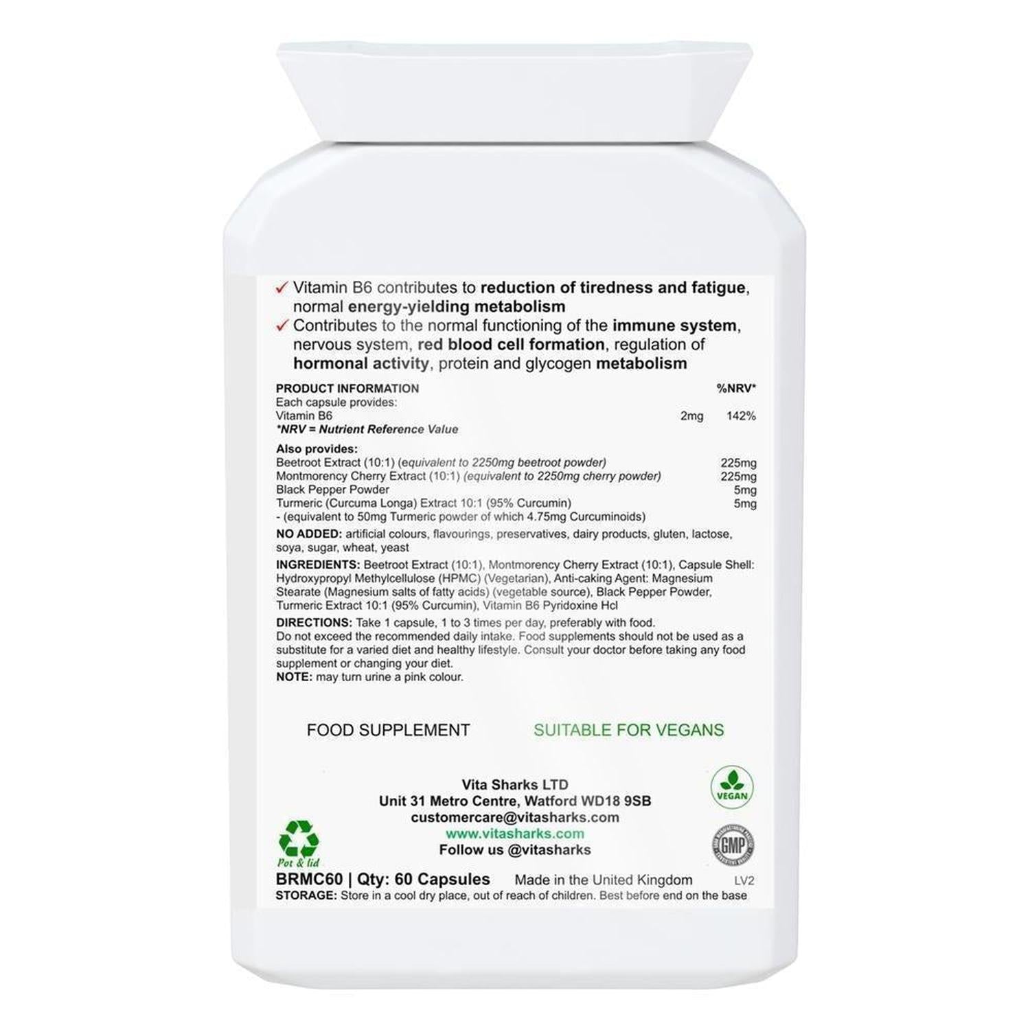 VitaBoost+ Beet | Montmorency Cherry & Beetroot Forrmula Antioxidant Supplement - A supplement high in bioavailable antioxidants (including anthocyanins) containing non-irritating iron; with black pepper increasing absorption and utilisation of the beneficial ingredients in the formula. Supporting the reduction of tiredness and fatigue, energy-yielding metabolism, immunity, red blood cell formation. Buy Now at Sacred Remedy