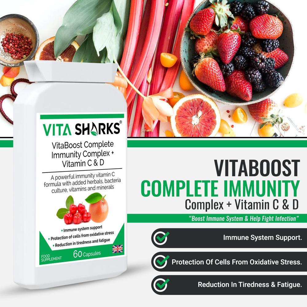 Buy Immunity Complex + Vitamin C & D | Immunity & Anti-Viral Formula - Vitamin C intake is required more now than ever, due to the high amount of processed foods consumed. This Immunity Complex contains vitamin C from multiple sources. at Sacred Remedy Online