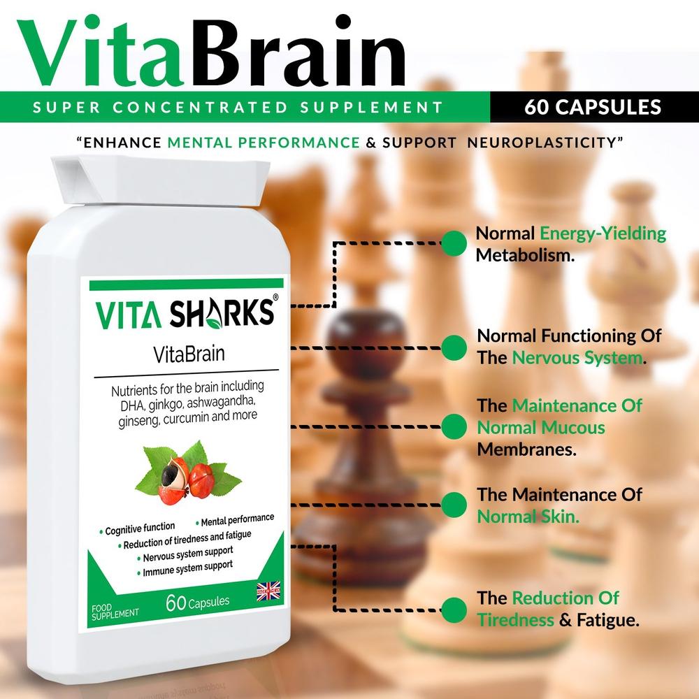 Buy VitaBrain Nootropic & Brain Food. Cognitive Enhancer for Concentration & Memory - A super-concentrated, powerful health supplement for the brain. A natural nootropic & nutritional cognitive enhancer, supporting focus, concentration, mental performance, memory recall & energy levels. Supports ability to think more clearly & provides valuable additional nutritional energy to your brain & body. at Sacred Remedy Online