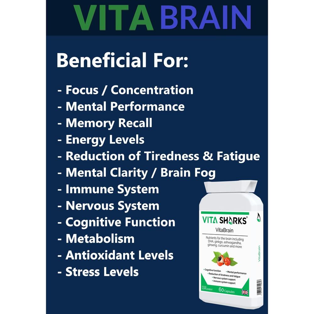 Buy VitaBrain Nootropic & Brain Food. Cognitive Enhancer for Concentration & Memory - A super-concentrated, powerful health supplement for the brain. A natural nootropic & nutritional cognitive enhancer, supporting focus, concentration, mental performance, memory recall & energy levels. Supports ability to think more clearly & provides valuable additional nutritional energy to your brain & body. at Sacred Remedy Online