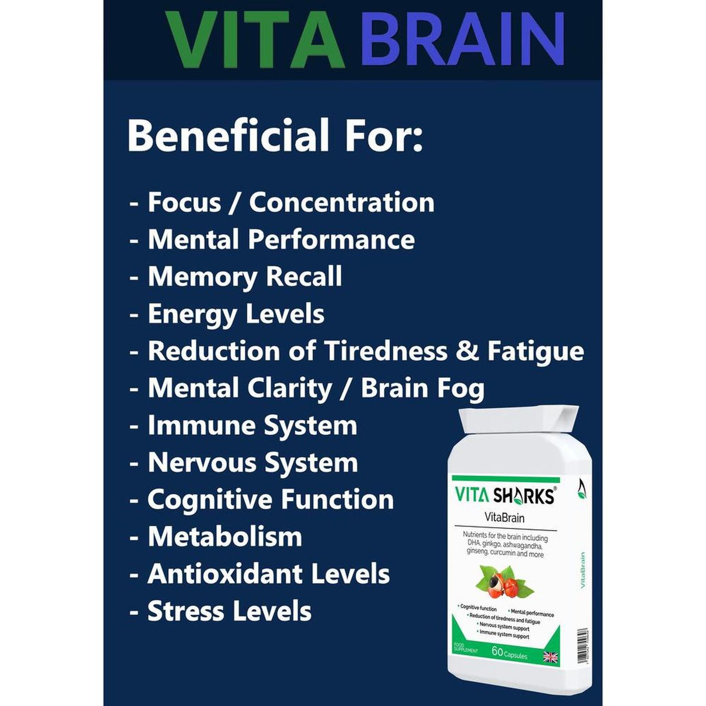 VitaBrain Nootropic & Brain Food. Cognitive Enhancer for Concentration & Memory - A super-concentrated, powerful health supplement for the brain. A natural nootropic & nutritional cognitive enhancer, supporting focus, concentration, mental performance, memory recall & energy levels. Supports ability to think more clearly & provides valuable additional nutritional energy to your brain & body. Buy Now at Sacred Remedy