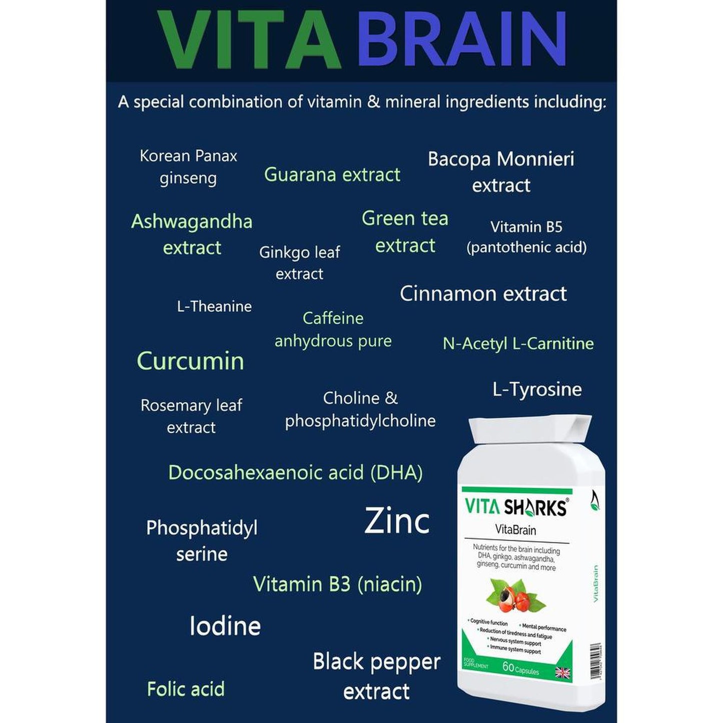 VitaBrain Nootropic & Brain Food. Cognitive Enhancer for Concentration & Memory - A super-concentrated, powerful health supplement for the brain. A natural nootropic & nutritional cognitive enhancer, supporting focus, concentration, mental performance, memory recall & energy levels. Supports ability to think more clearly & provides valuable additional nutritional energy to your brain & body. Buy Now at Sacred Remedy