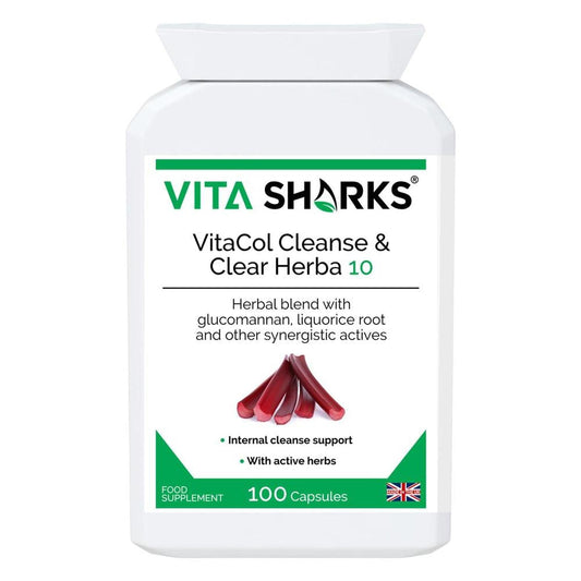 VitaCol Cleanse Herba 10 | High Quality Internal Cleansing Colon & Bowel Support Supplement - VitaCol Cleanse Herba 10 contains a range of active herbal ingredients which may support to cleanse the intestinal tract, soften the stool, stimulate the liver and improve peristalsis. This, in turn, helps to produce bowel movements & expel layers of old encrusted mucus and faecal matter that may have accumulated over time. Buy Now at Sacred Remedy